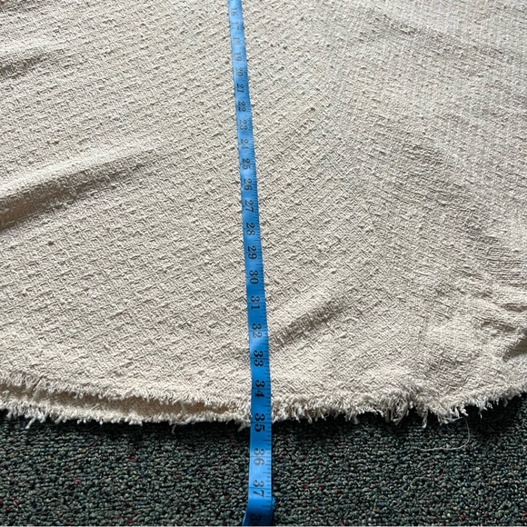 ZARA Cream White Cotton Tweed A-line Full Circl Midi Maxi Fringe Modest Skirt XL - Picture 16 of 16